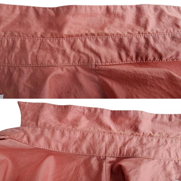 Women's Crop Top- Front tie- Button Up-Collared-Light Coral Color - Picture 16 of 16